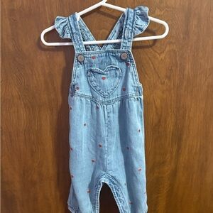 NWOT GAP Denim Overalls with red Heart Detail